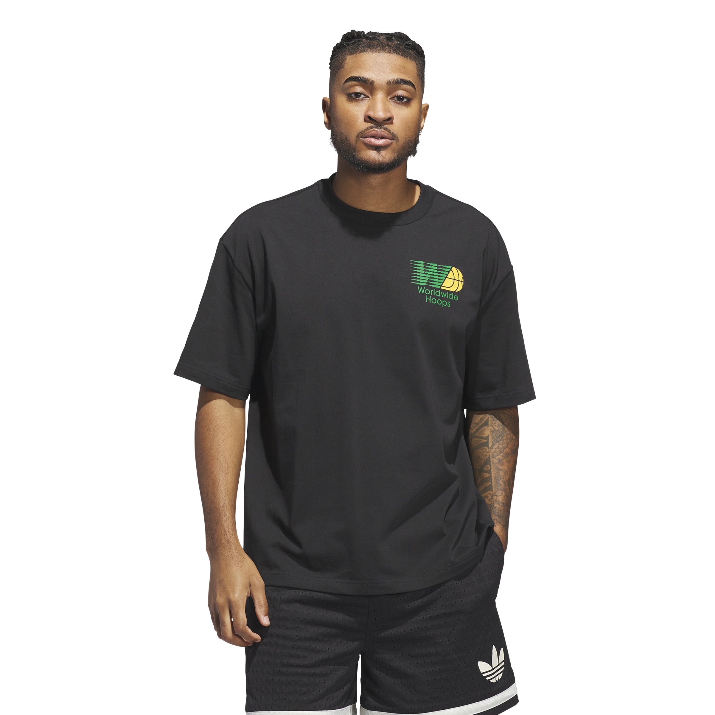 Under Armour Hwt Hoops Courtside Maglietta Uomo – Manica Corta, Nero, Tessuto Pesante