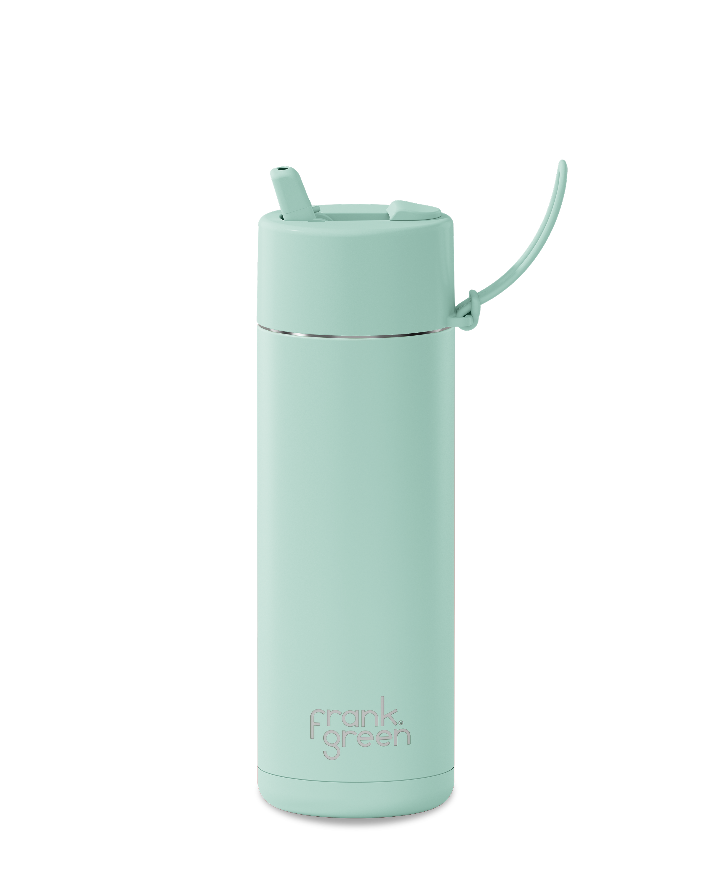 FRANK GREEN 20OZ STAINLESS STEEL CERAMIC REUSABLE BOTTLE PEPPERMINT WITH FLIP STRAW LID
