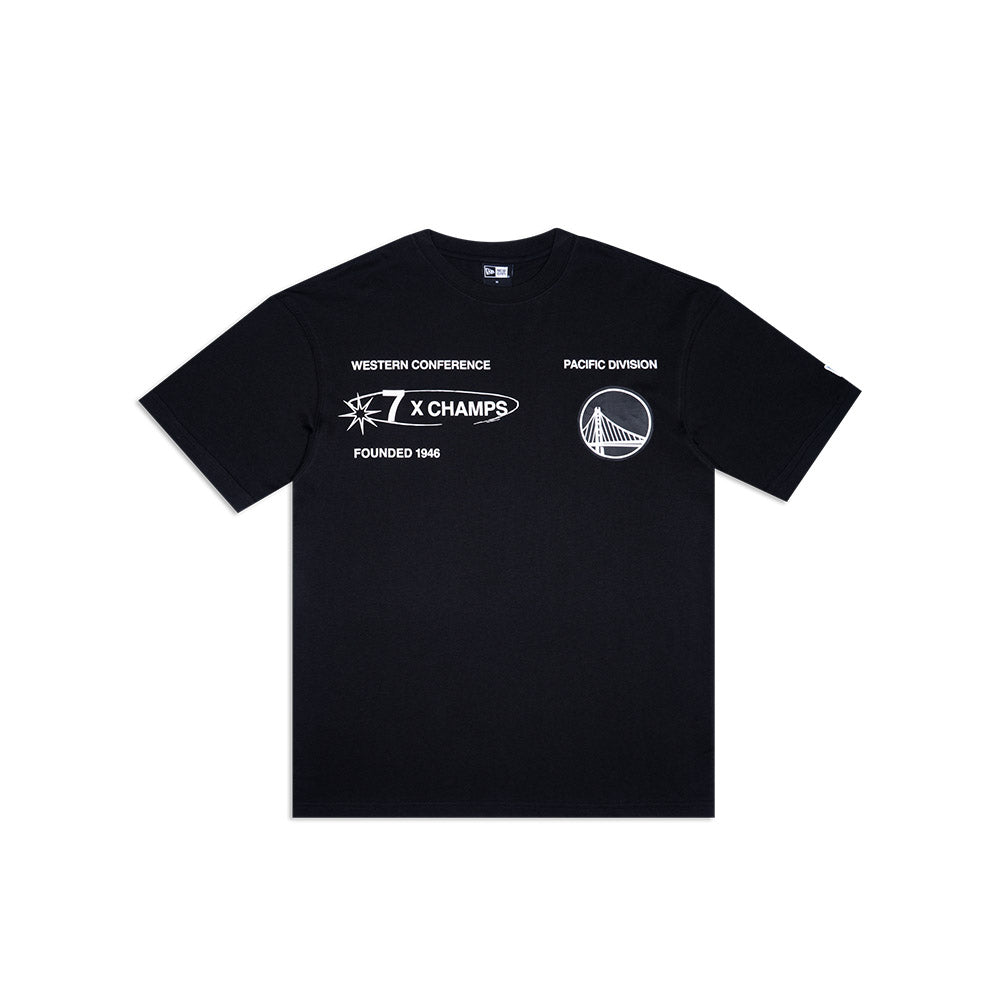 NEW ERA TEE X CHAMP GOLDEN STATE WARRIORS BLK WHI
