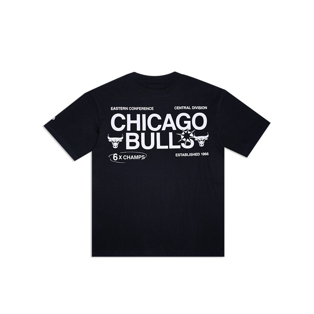 NEW ERA TEE X CHAMP CHICAGO BULLS BLK WHI