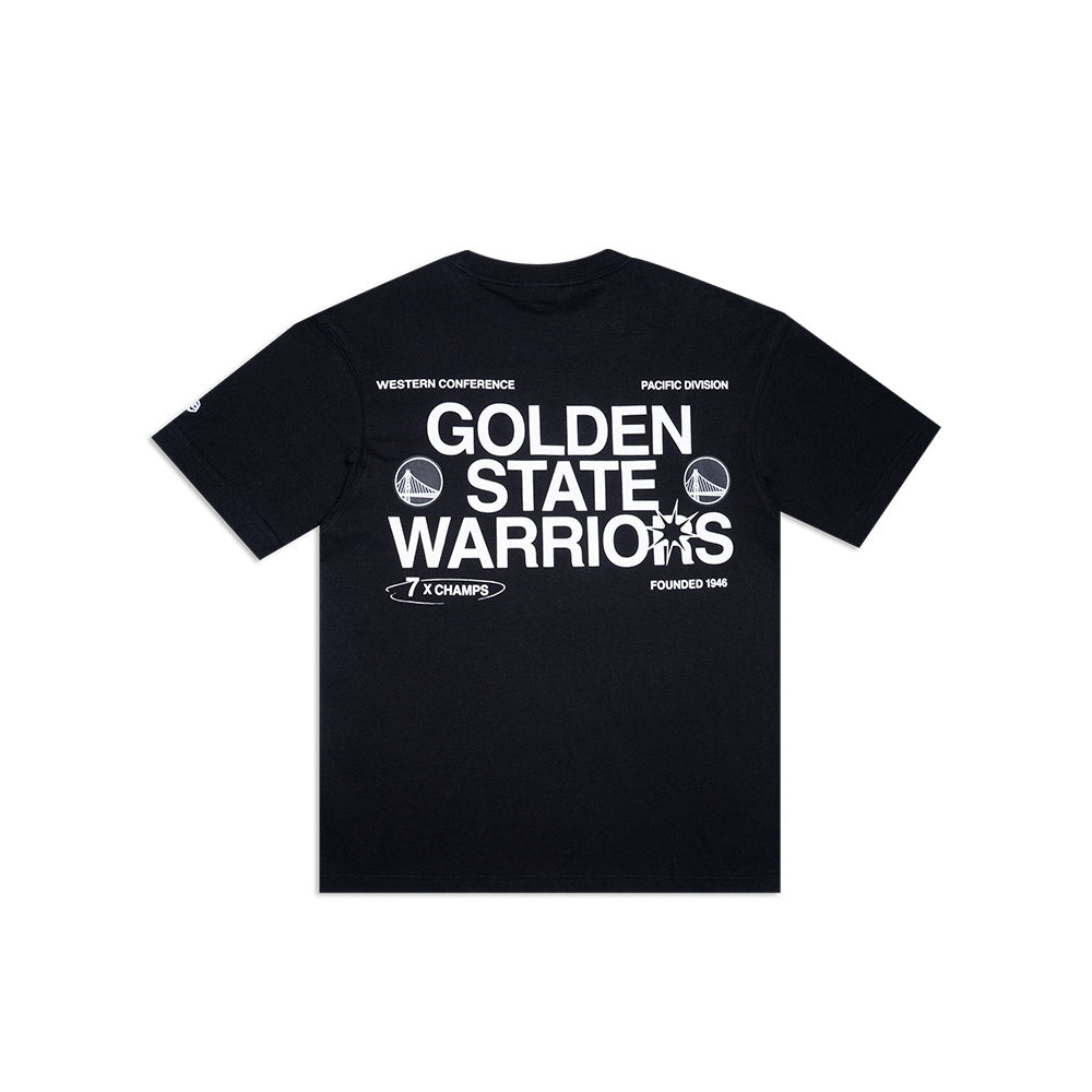 NEW ERA TEE X CHAMP GOLDEN STATE WARRIORS BLK WHI