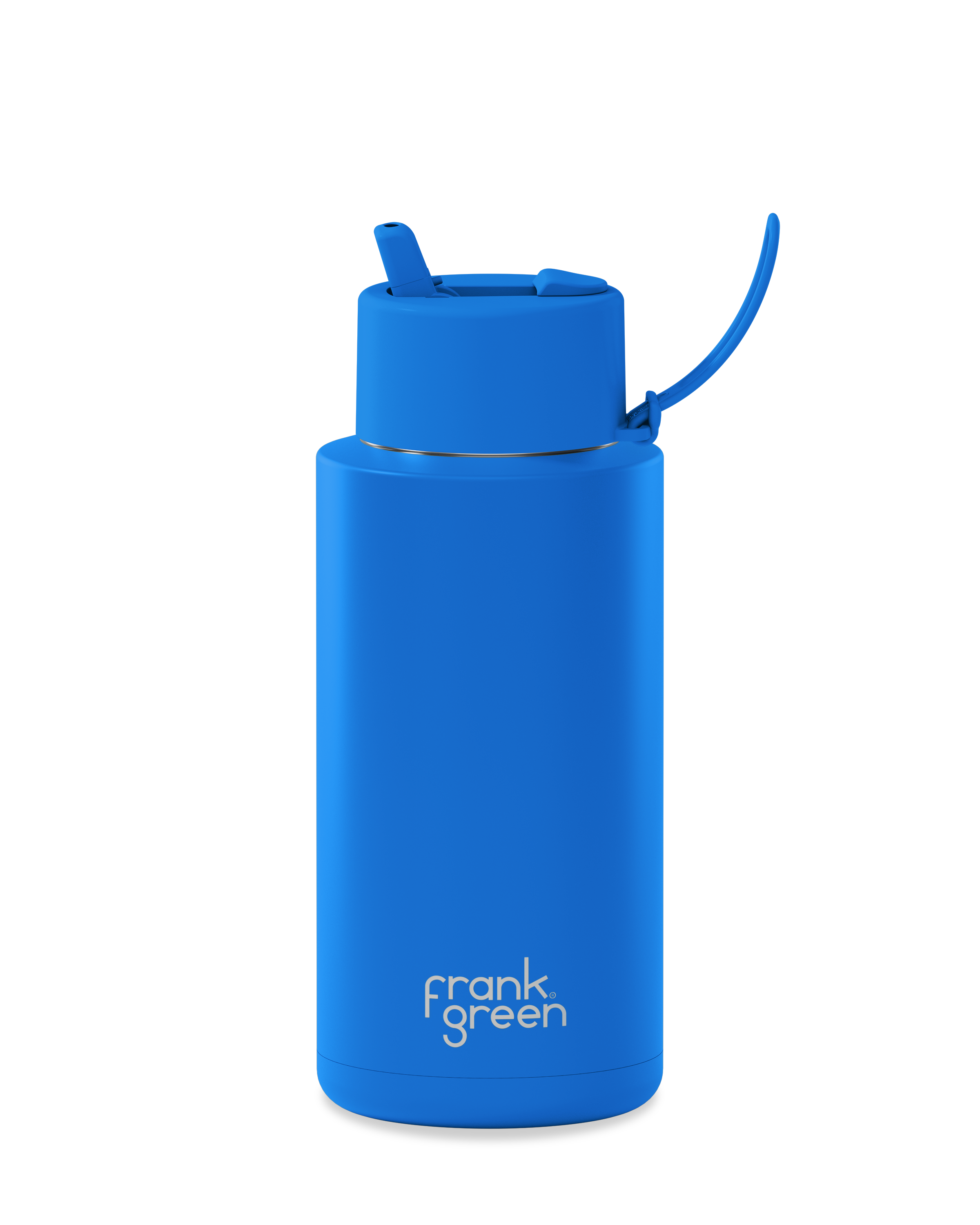 FRANK GREEN 34OZ STAINLESS STEEL CERAMIC REUSABLE BOTTLE BLUE LAGOON WITH FLIP STRAW LID