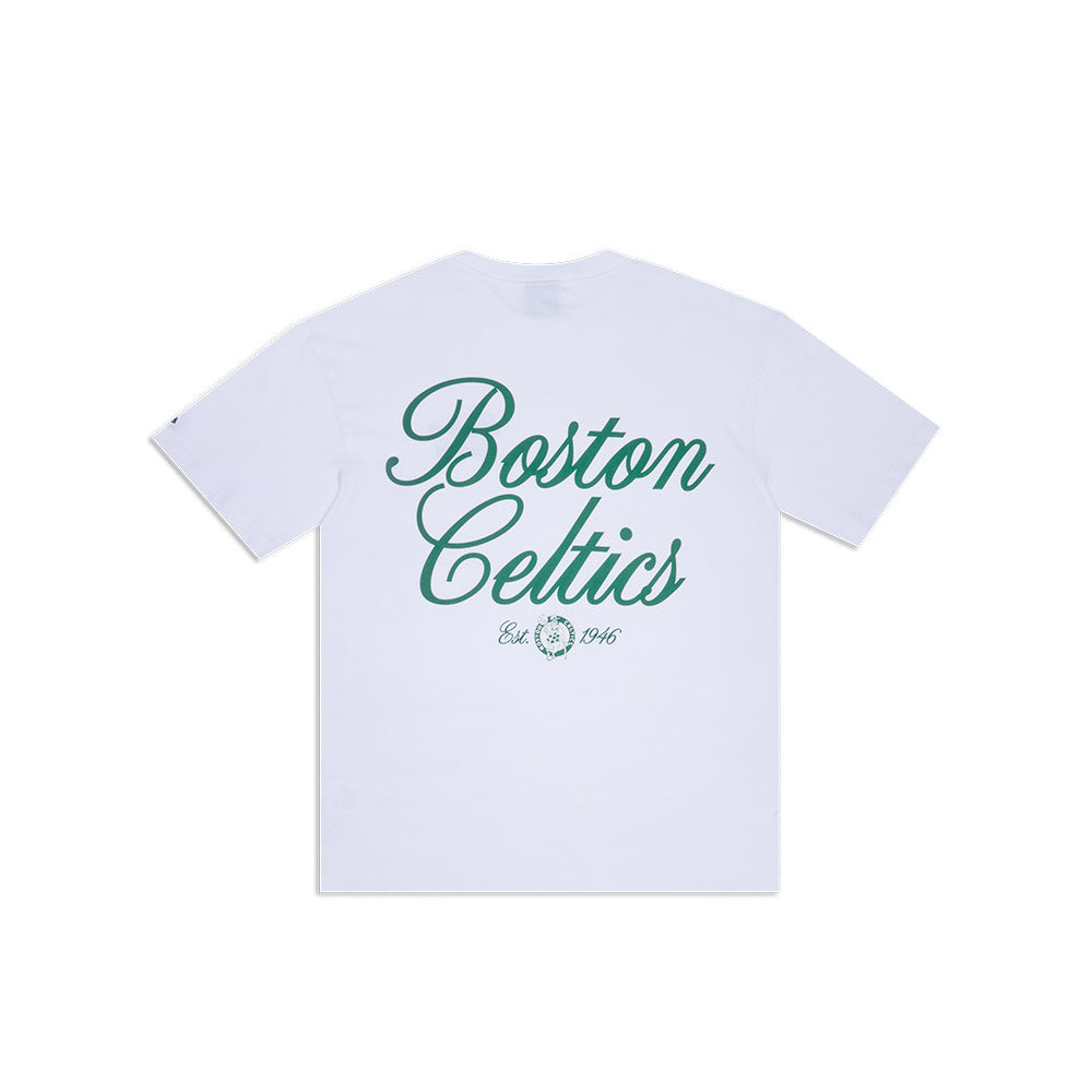 NEW ERA TEE CURSIVE BOSTON CELTICS WHI