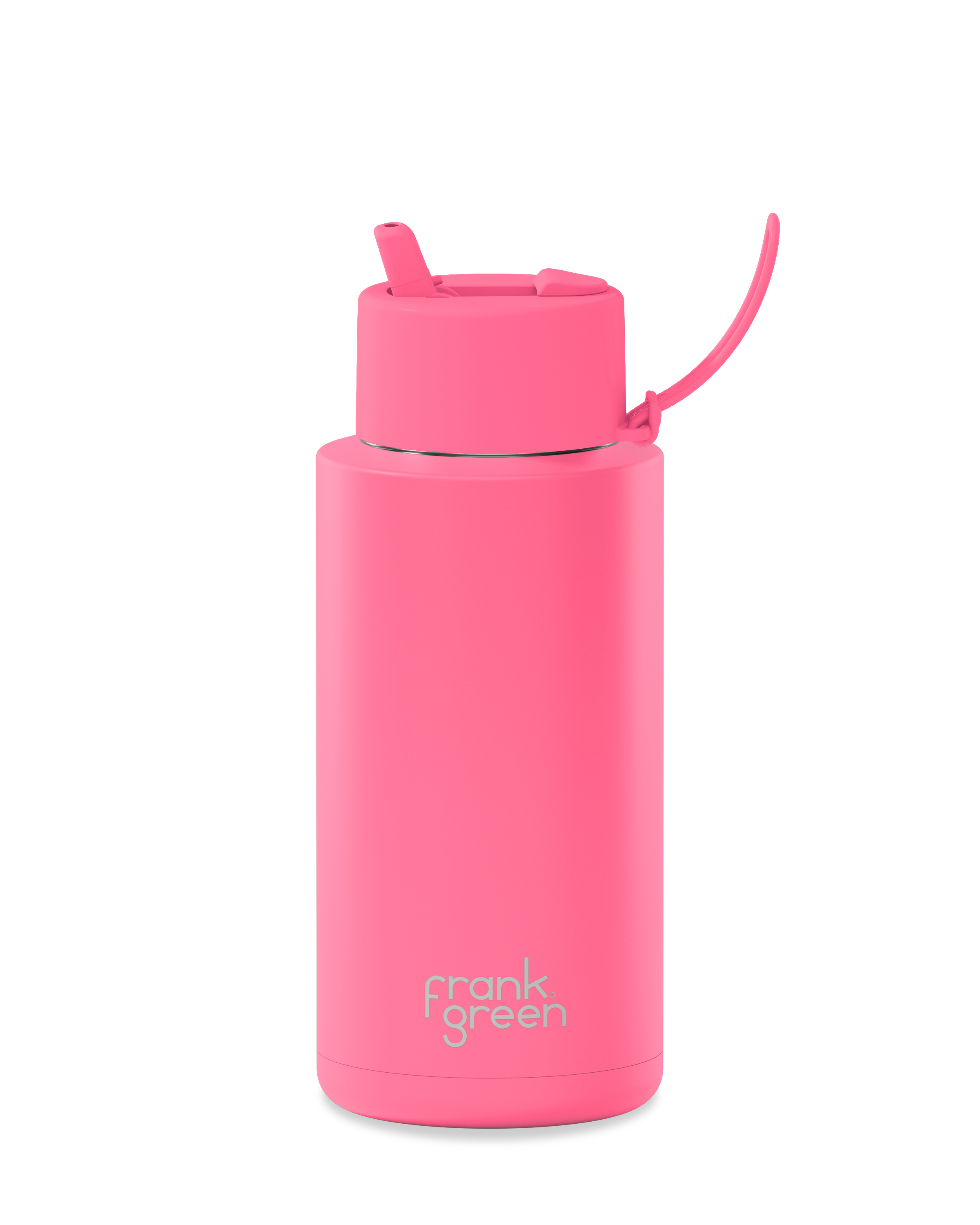 FRANK GREEN 34OZ STAINLESS STEEL CERAMIC REUSABLE BOTTLE BUBBLEGUM BLAST WITH FLIP STRAW LID