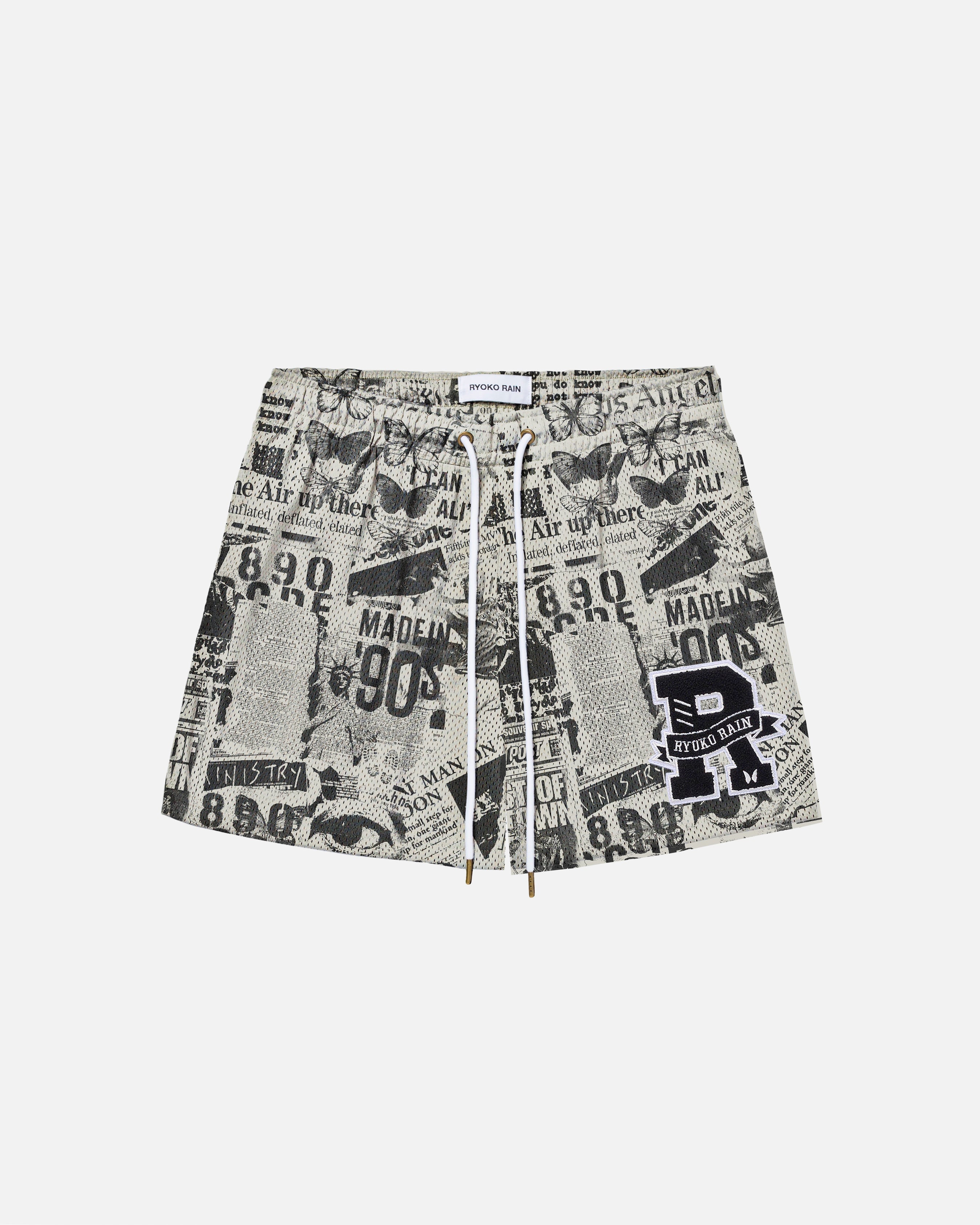 RYOKO RAIN VINTAGE NEWSPAPER SHORTS