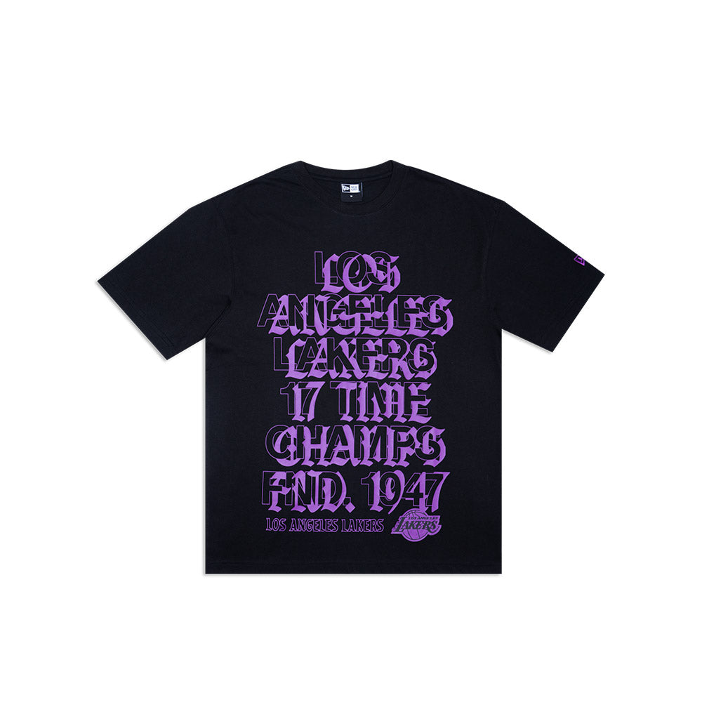 NEW ERA TEE OLD ENGLISH LOS ANGELES LAKERS BLK