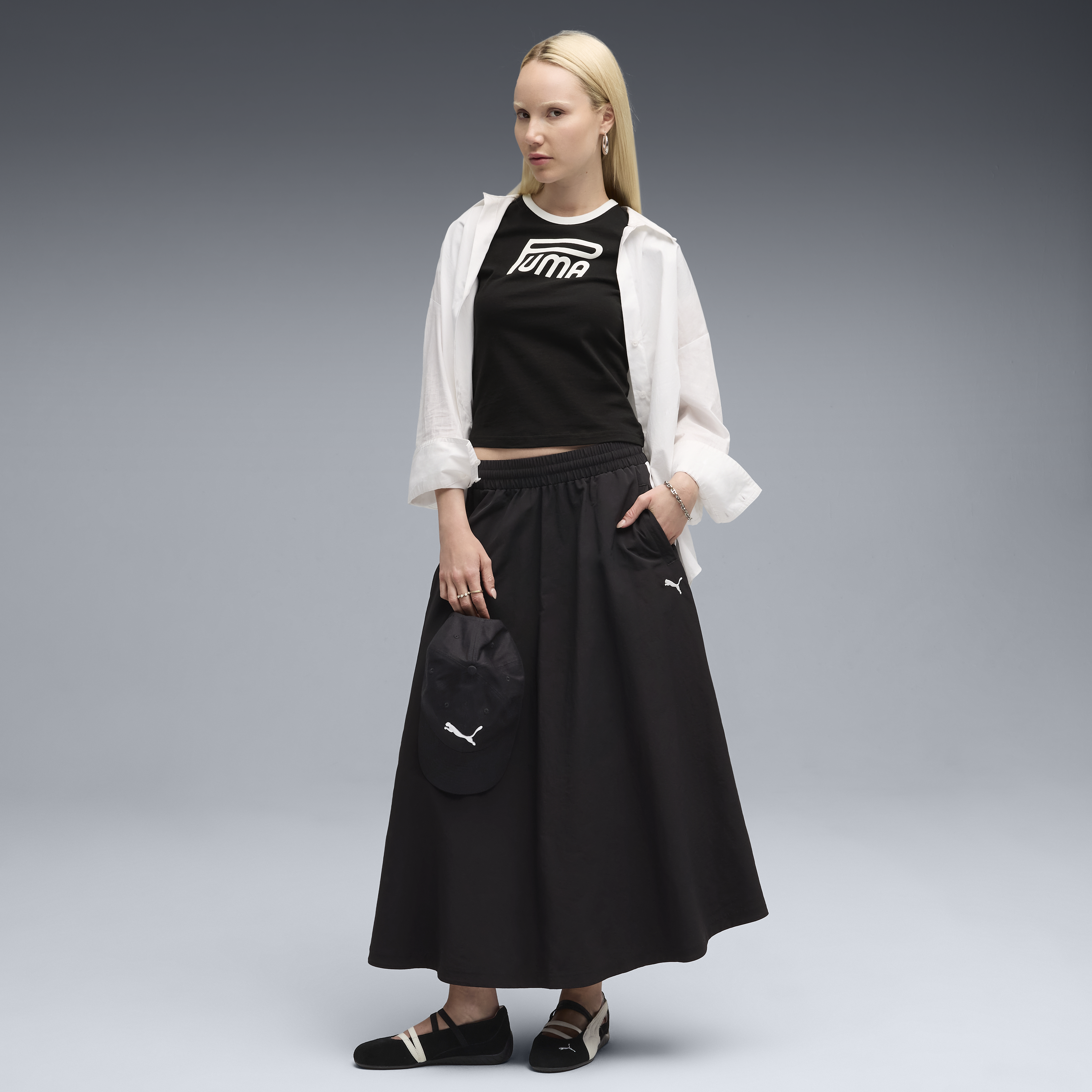 PUMA T7 WOVEN MIDI SKIRT WOMENS