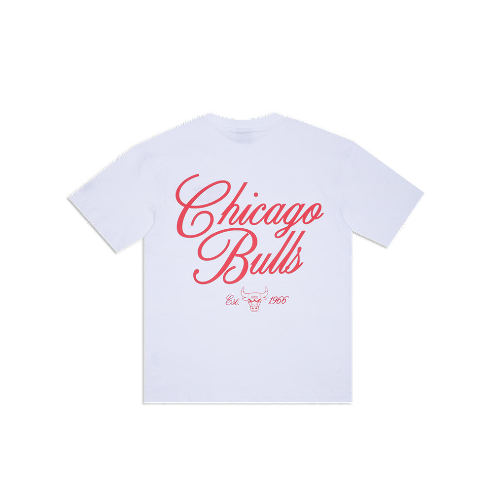NEW ERA TEE CURSIVE CHICAGO BULLS WHI