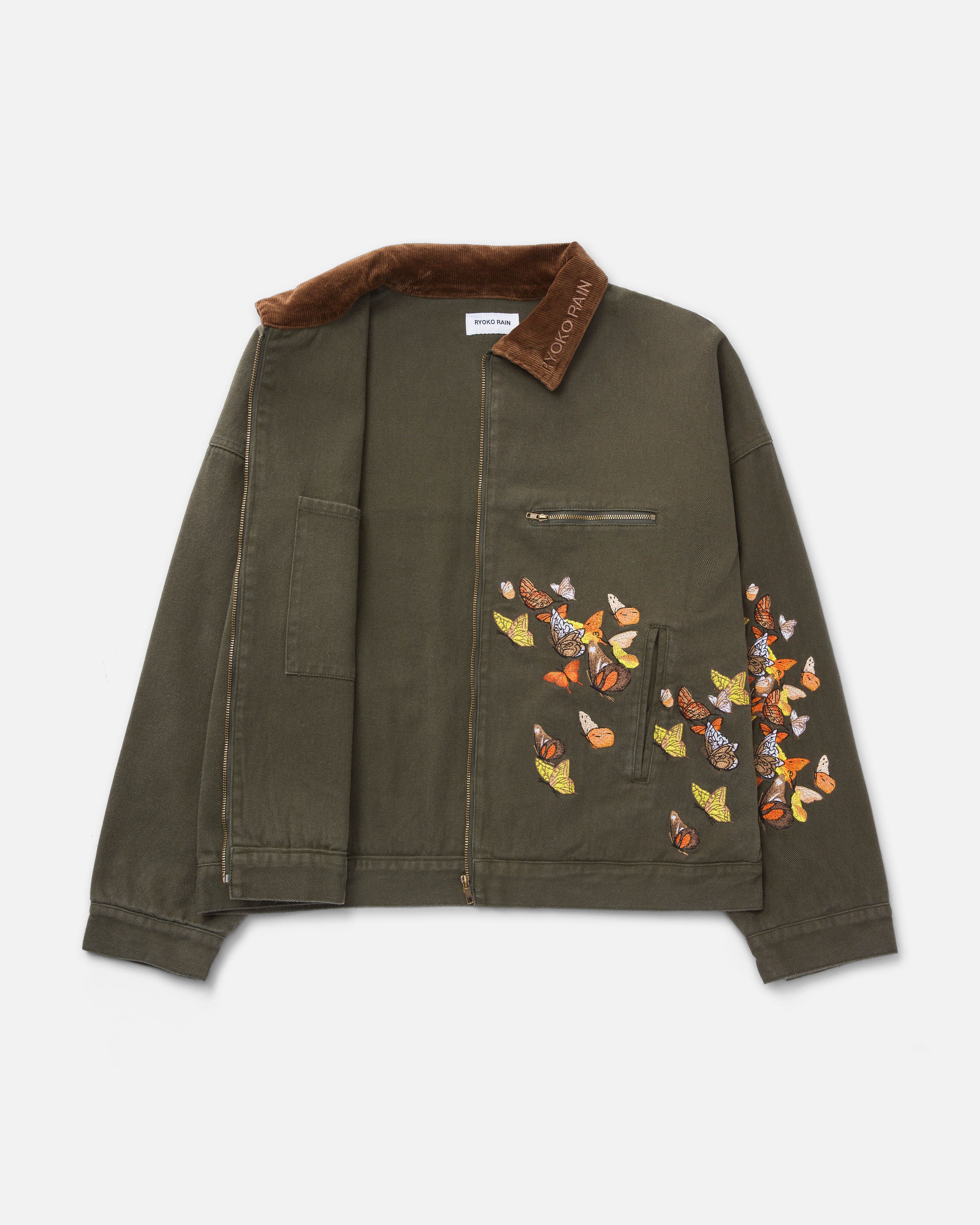 RYOKO RAIN GREEN BUTTERFLY WORK JACKET