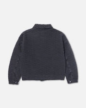 RYOKO RAIN SEIGAIHA JACQUARD DENIM WORK JACKET - BLACK