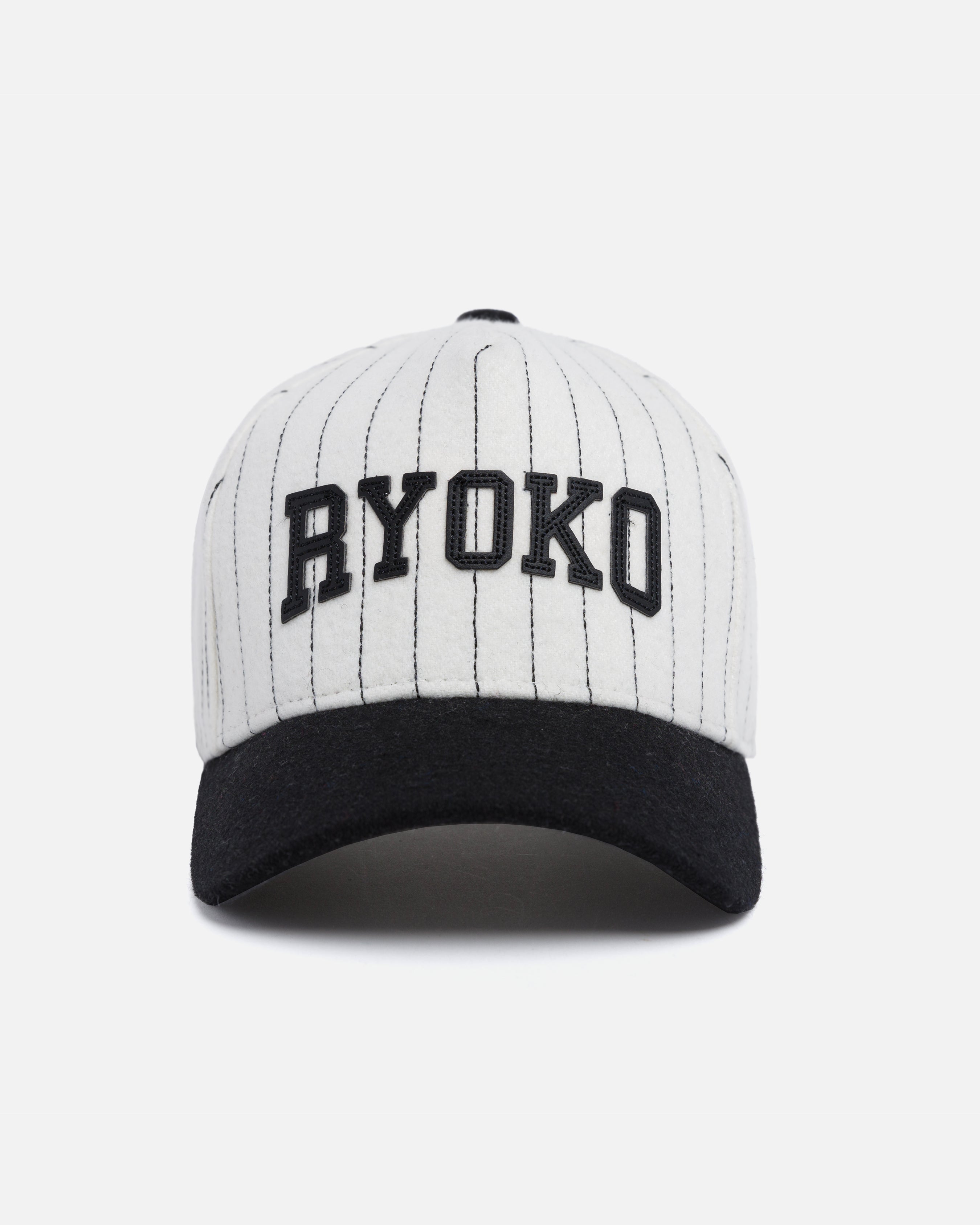 RYOKO RAIN WOOL PINSTRIPED SNAPBACK