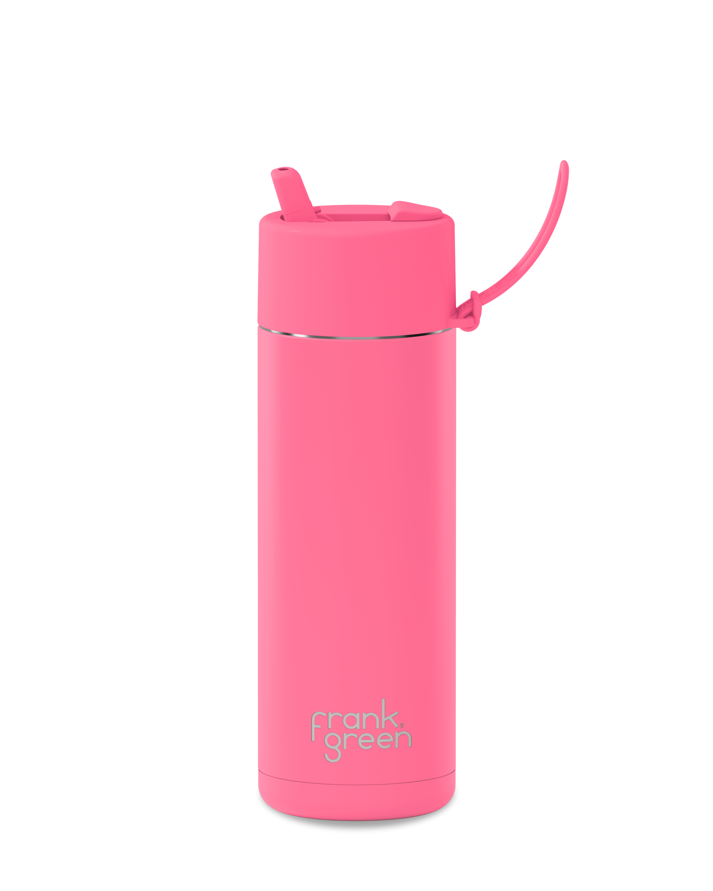 FRANK GREEN 20OZ STAINLESS STEEL CERAMIC REUSABLE BOTTLE BUBBLEGUM BLAST WITH FLIP STRAW LID