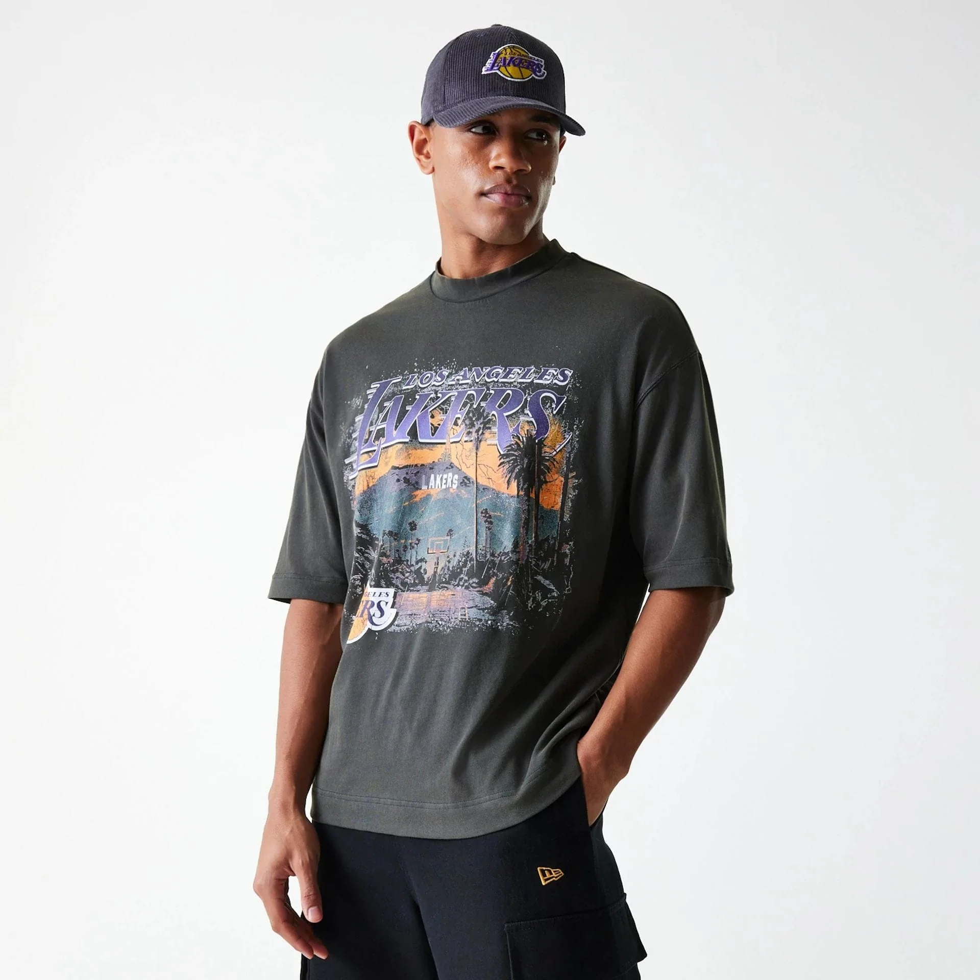 NEW ERA NBA WASHED GRAPHIC TEE - LA LAKERS