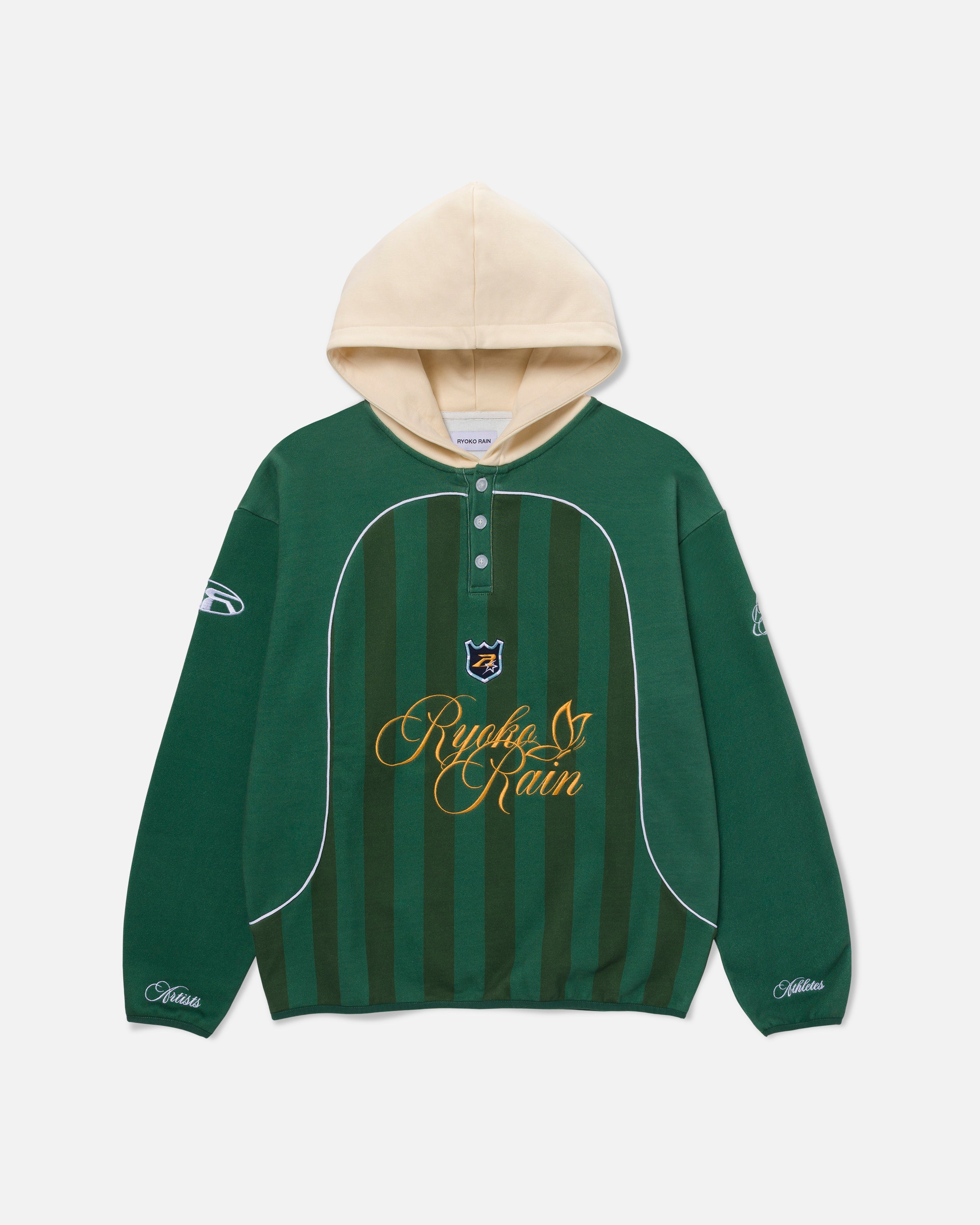 RYOKO RAIN RUGBY JERSEY HOODIE- GREEN