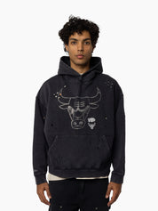 MITCHELL & NESS DISTRESSED RHINESTONE LOGO HOOD BULLS