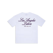 NEW ERA TEE CURSIVE LOS ANGELES LAKERS WHI