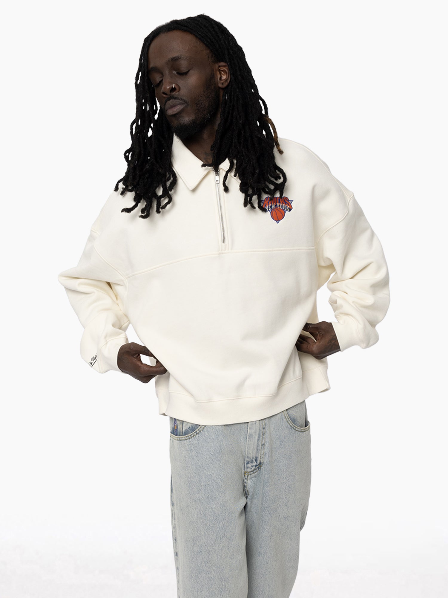 MITCHELL & NESS NY KNICKS BOXY 1/4 ZIP