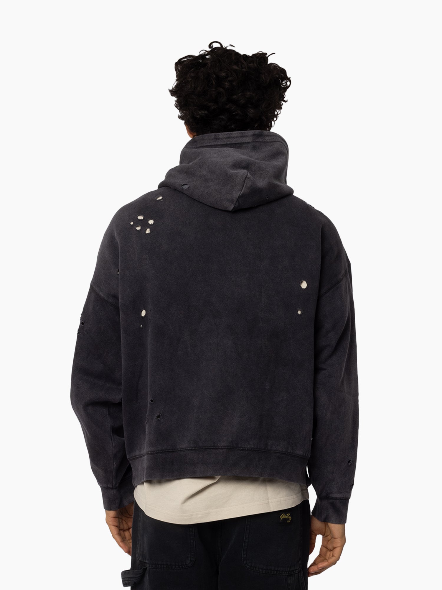 MITCHELL & NESS LA LAKERS DISTRESSED RHINESTONE LOGO HOODIE