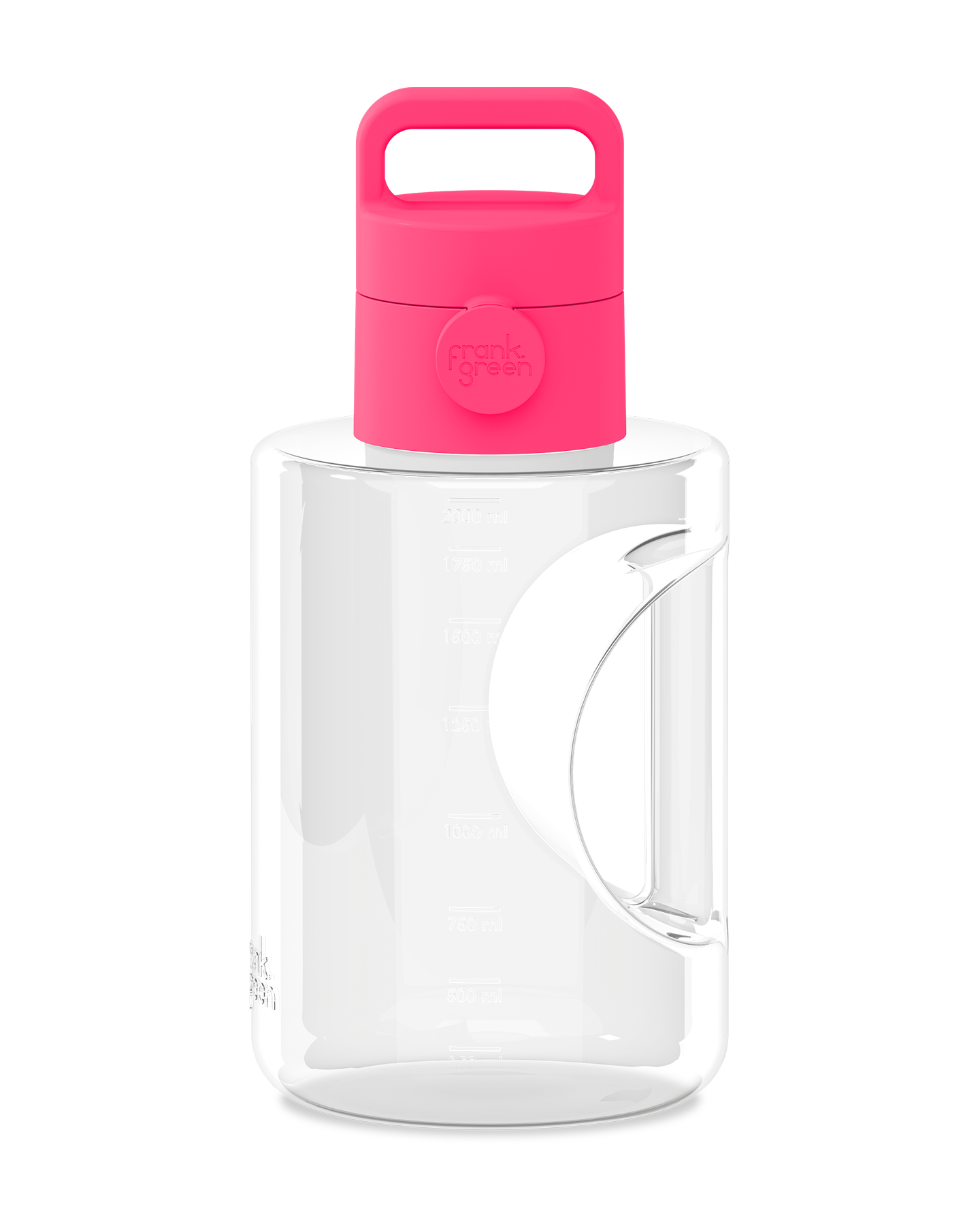 FRANK GREEN 68OZ TITAN REUSABLE BOTTLE CLEAR WITH GRIP & SIP LID NEON PINK