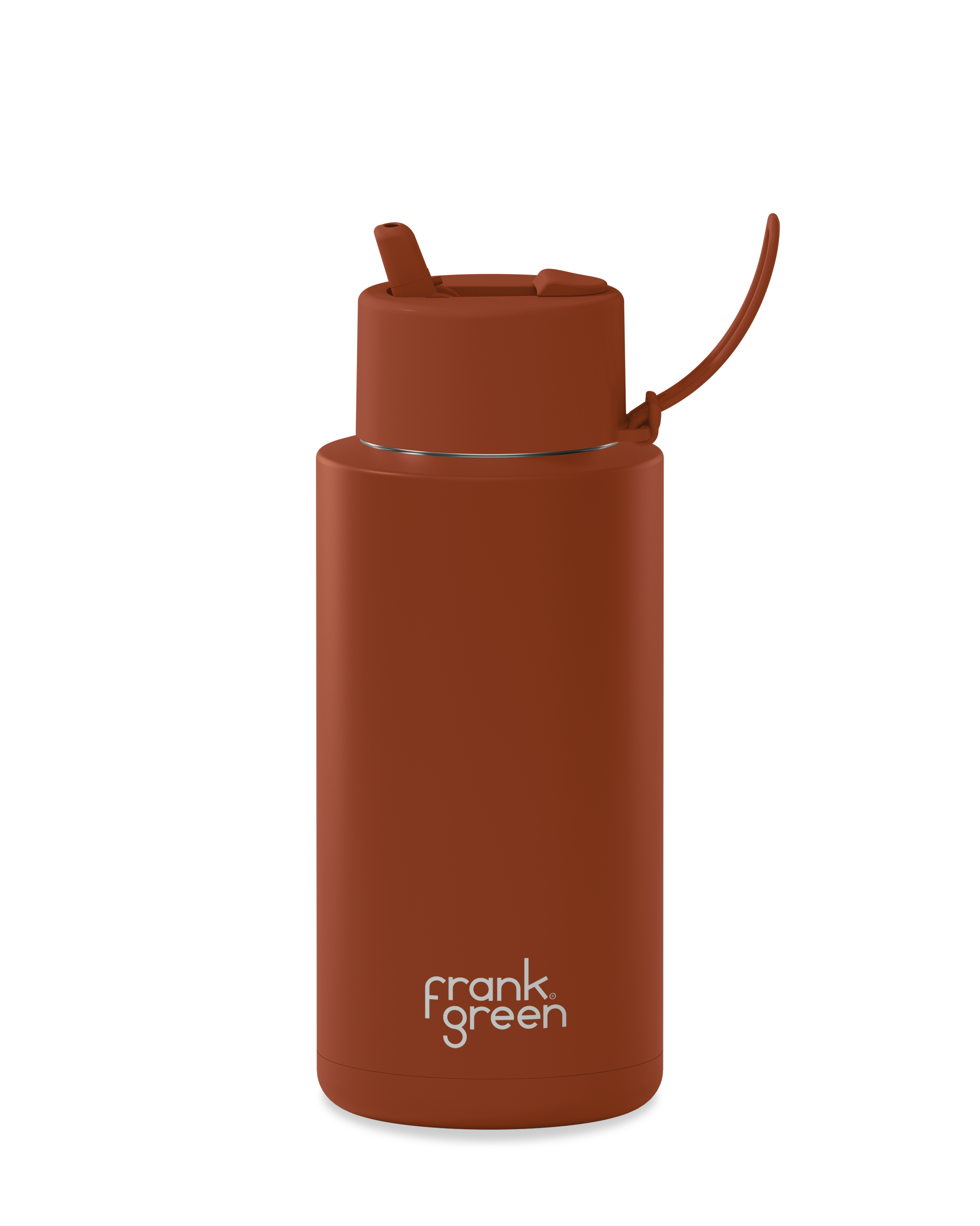 FRANK GREEN 34OZ STAINLESS STEEL CERAMIC REUSABLE BOTTLE TOFFEE WITH FLIP STRAW LID