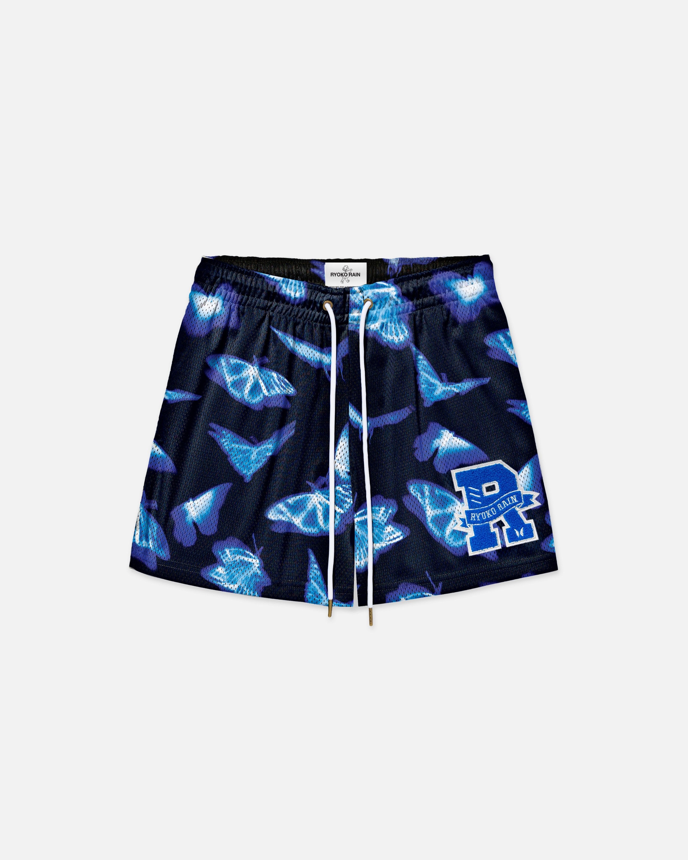 RYOKO RAIN BLUE BLACK BUTTERFLY SHORTS