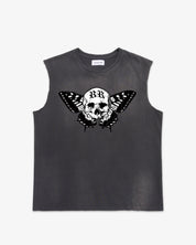 RYOKO RAIN BUTTERFLY SKULL SLEEVELESS TEE