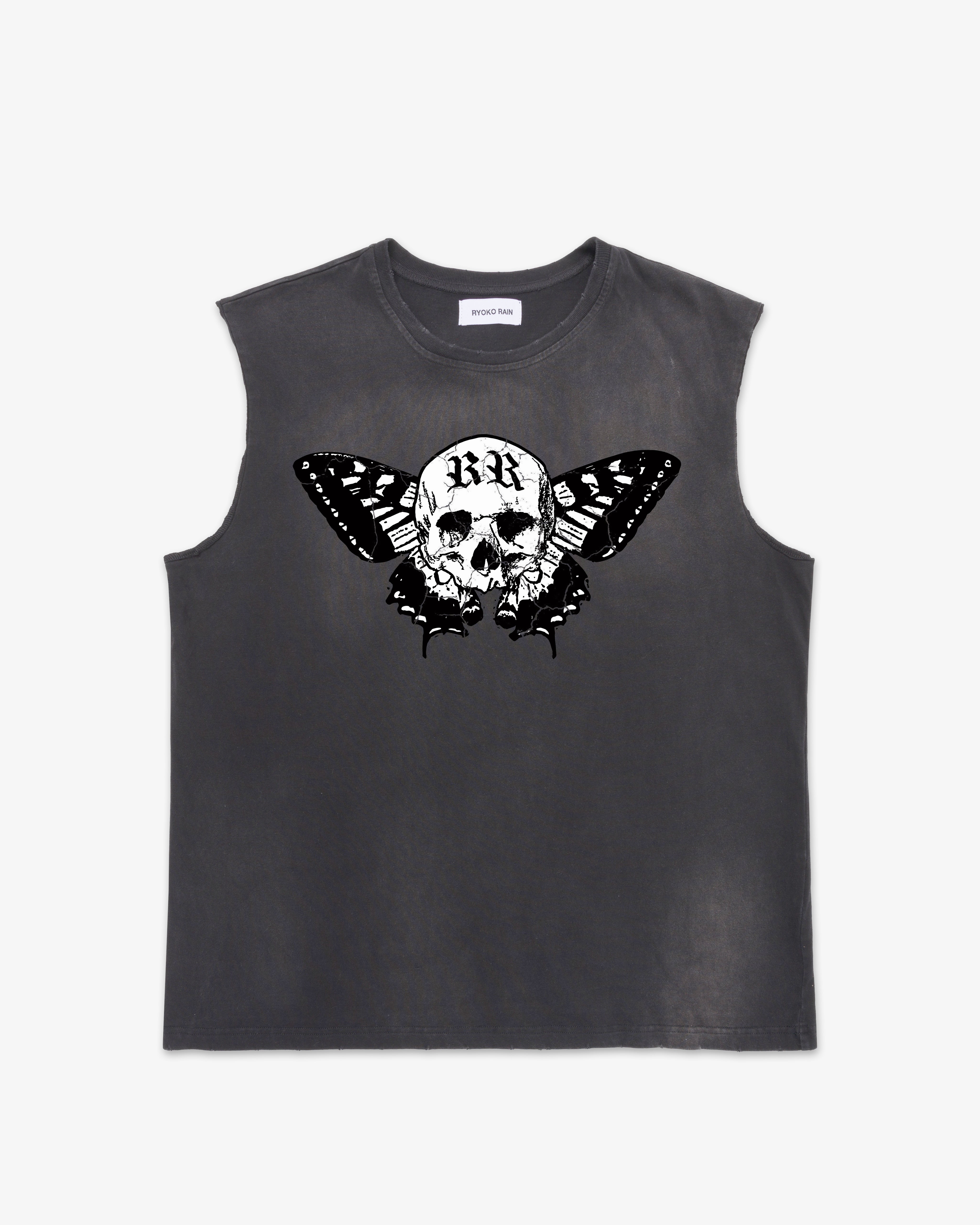 RYOKO RAIN BUTTERFLY SKULL SLEEVELESS TEE