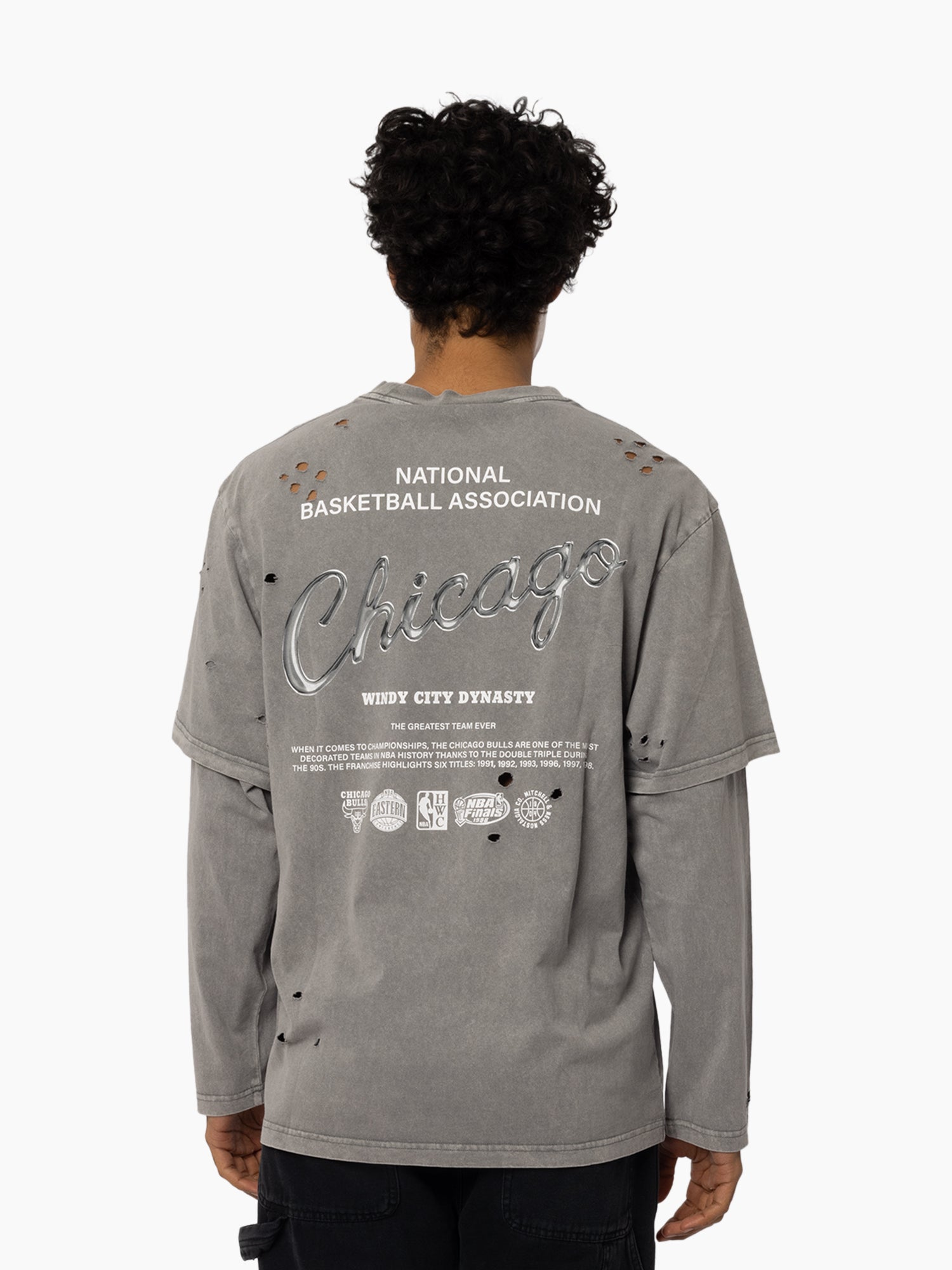 MITCHELL & NESS BULLS CHROMED MOCK LONG SLEEVE