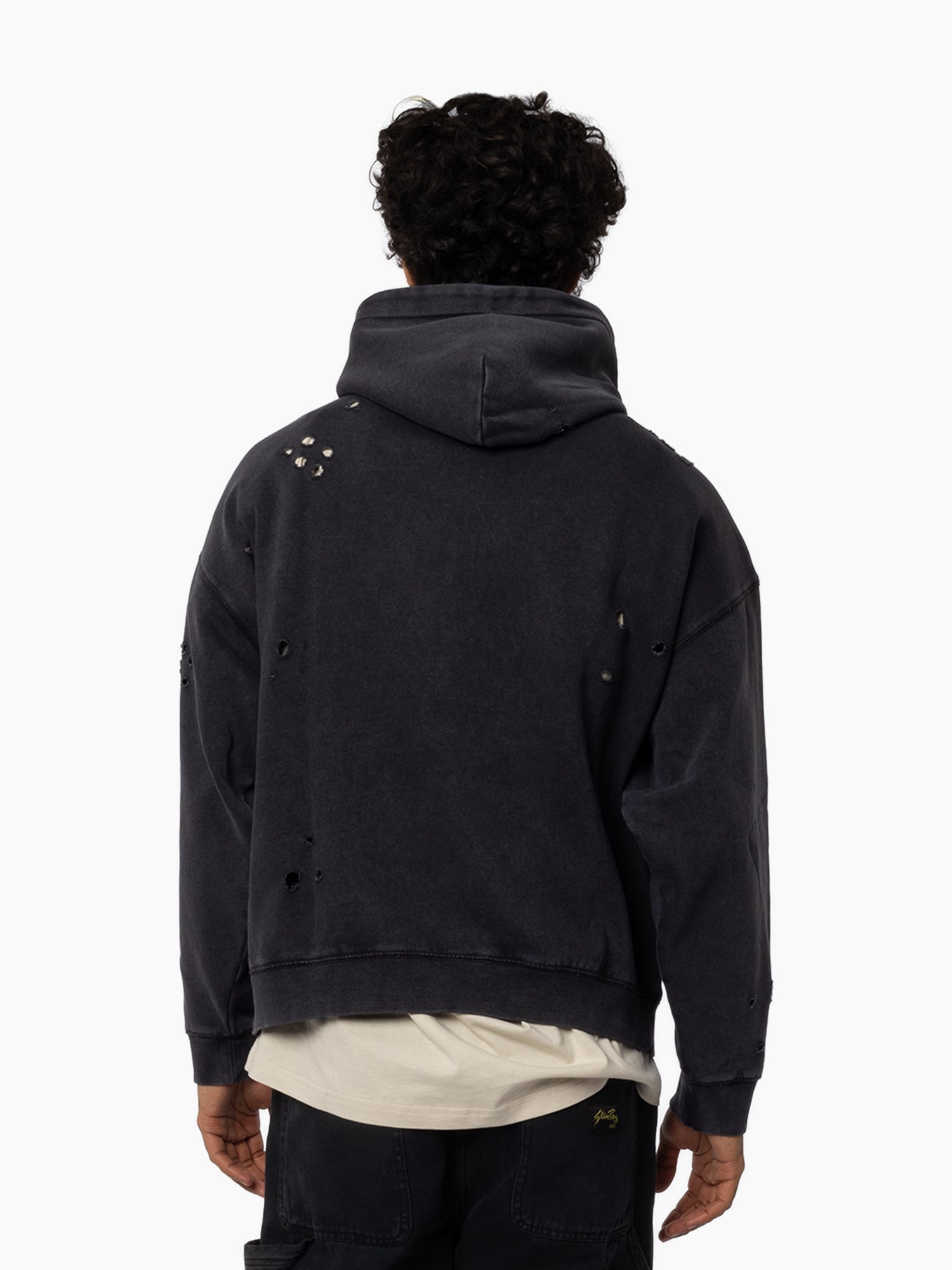 MITCHELL & NESS DISTRESSED RHINESTONE LOGO HOOD BULLS