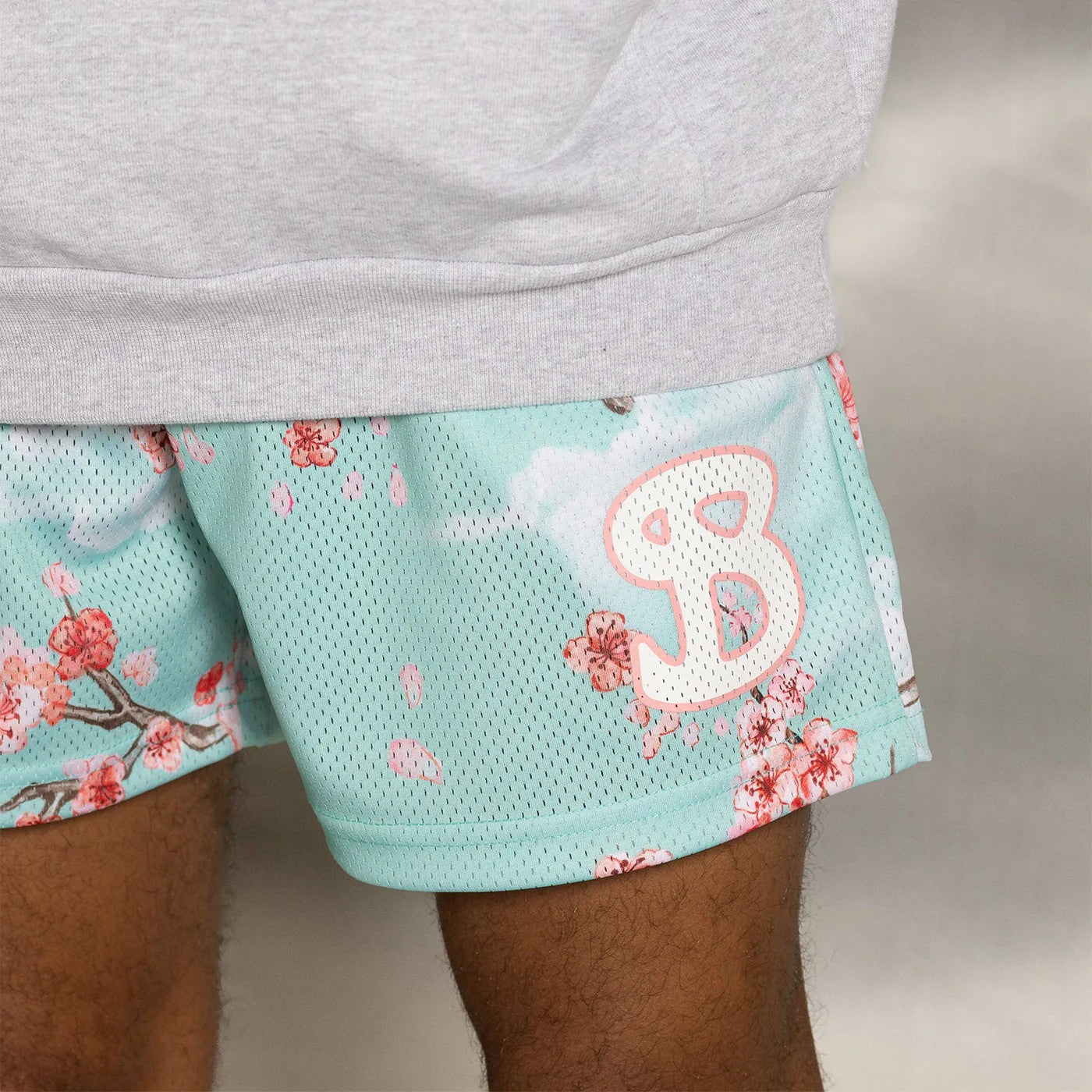 BUCKET SQUAD CHERRY BLOSSOM SPRING SKY YOUTH SHORTS