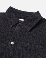 RYOKO RAIN SEIGAIHA JACQUARD DENIM WORK JACKET - BLACK