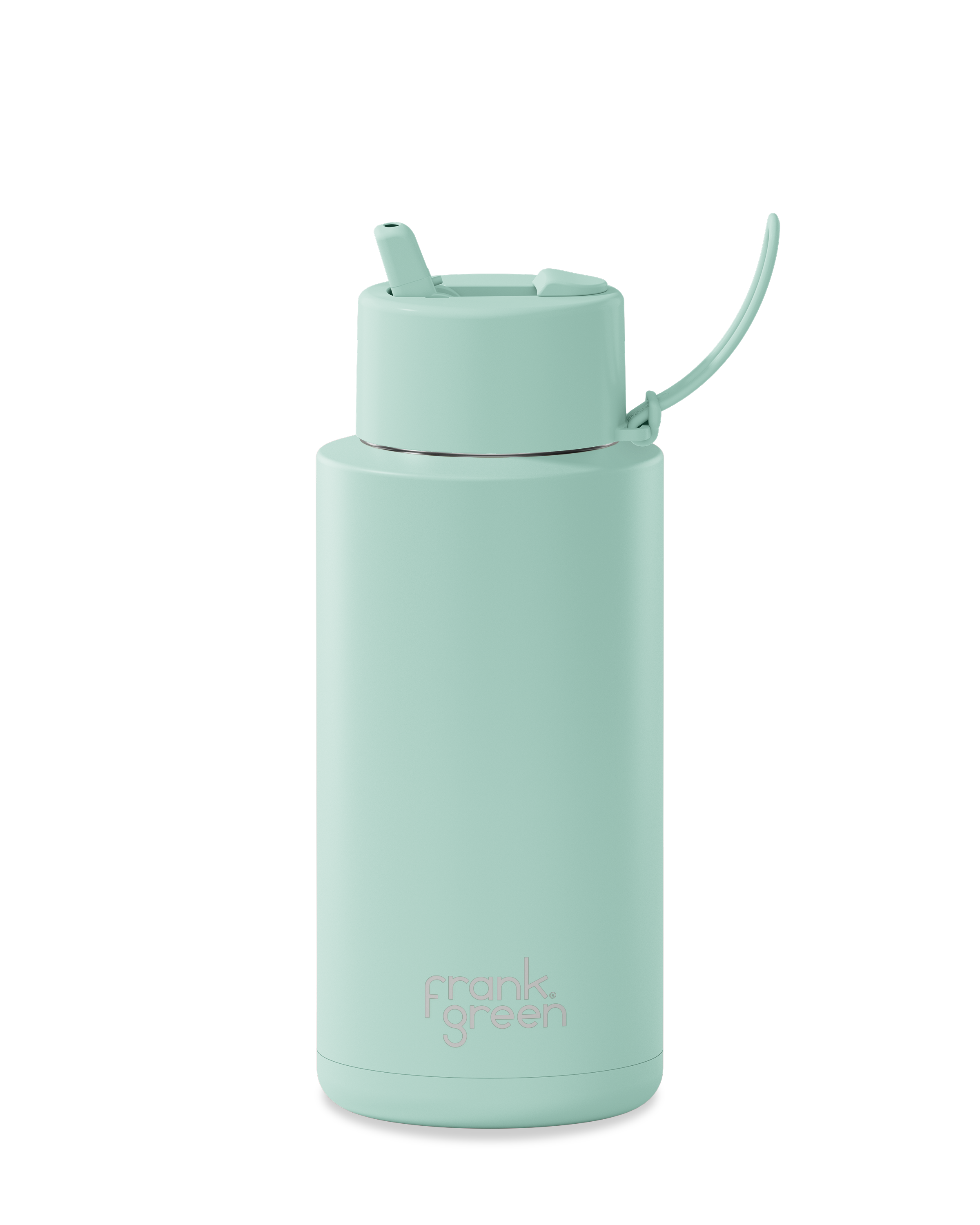 FRANK GREEN 34OZ STAINLESS STEEL CERAMIC REUSABLE BOTTLE PEPPERMINT WITH FLIP STRAW LID