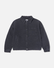 RYOKO RAIN SEIGAIHA JACQUARD DENIM WORK JACKET - BLACK