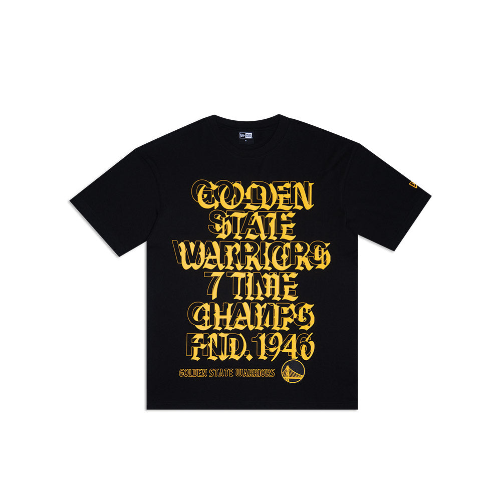 NEW ERA TEE OLD ENGLISH GOLDEN STATE WARRIORS BLK