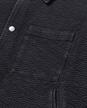 RYOKO RAIN SEIGAIHA JACQUARD DENIM WORK JACKET - BLACK