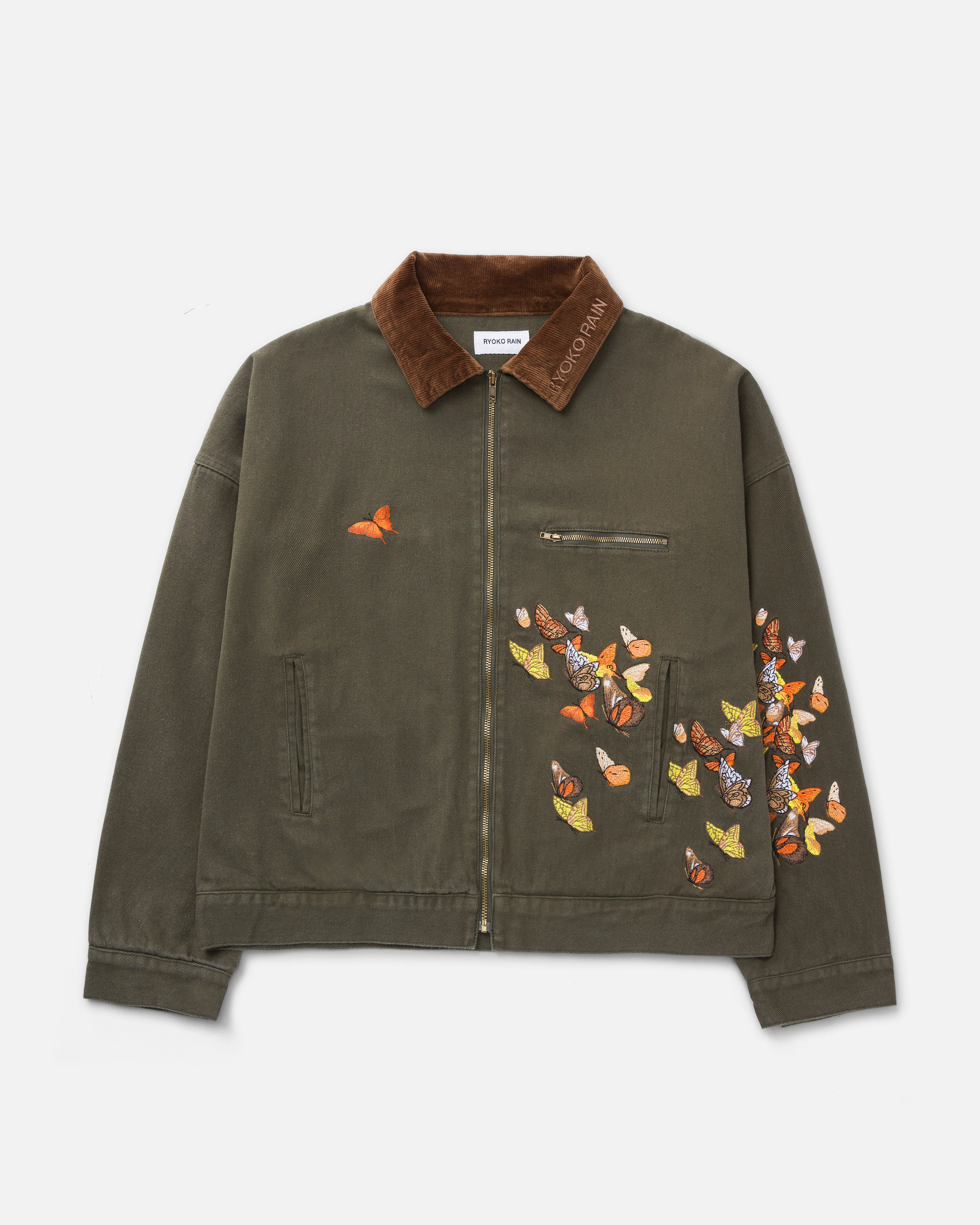 RYOKO RAIN GREEN BUTTERFLY WORK JACKET