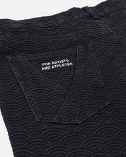 RYOKO RAIN SEIGAIHA JACQUARD DENIM JEANS - BLACK