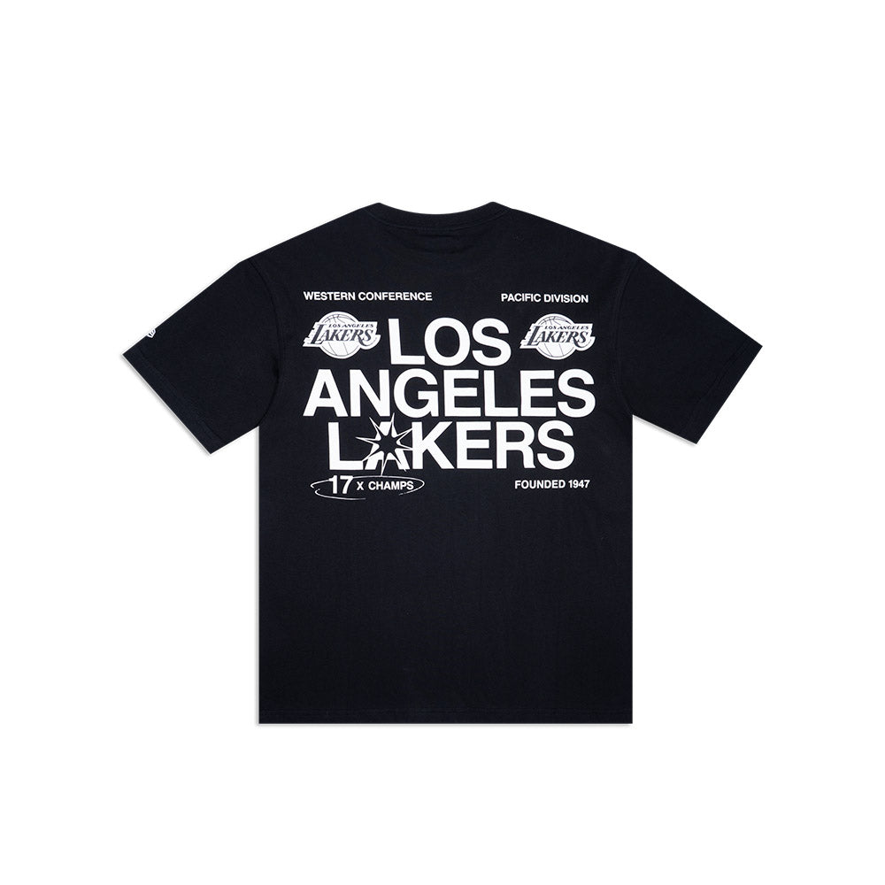 NEW ERA TEE X CHAMP LOS ANGELES LAKERS BLK WHI